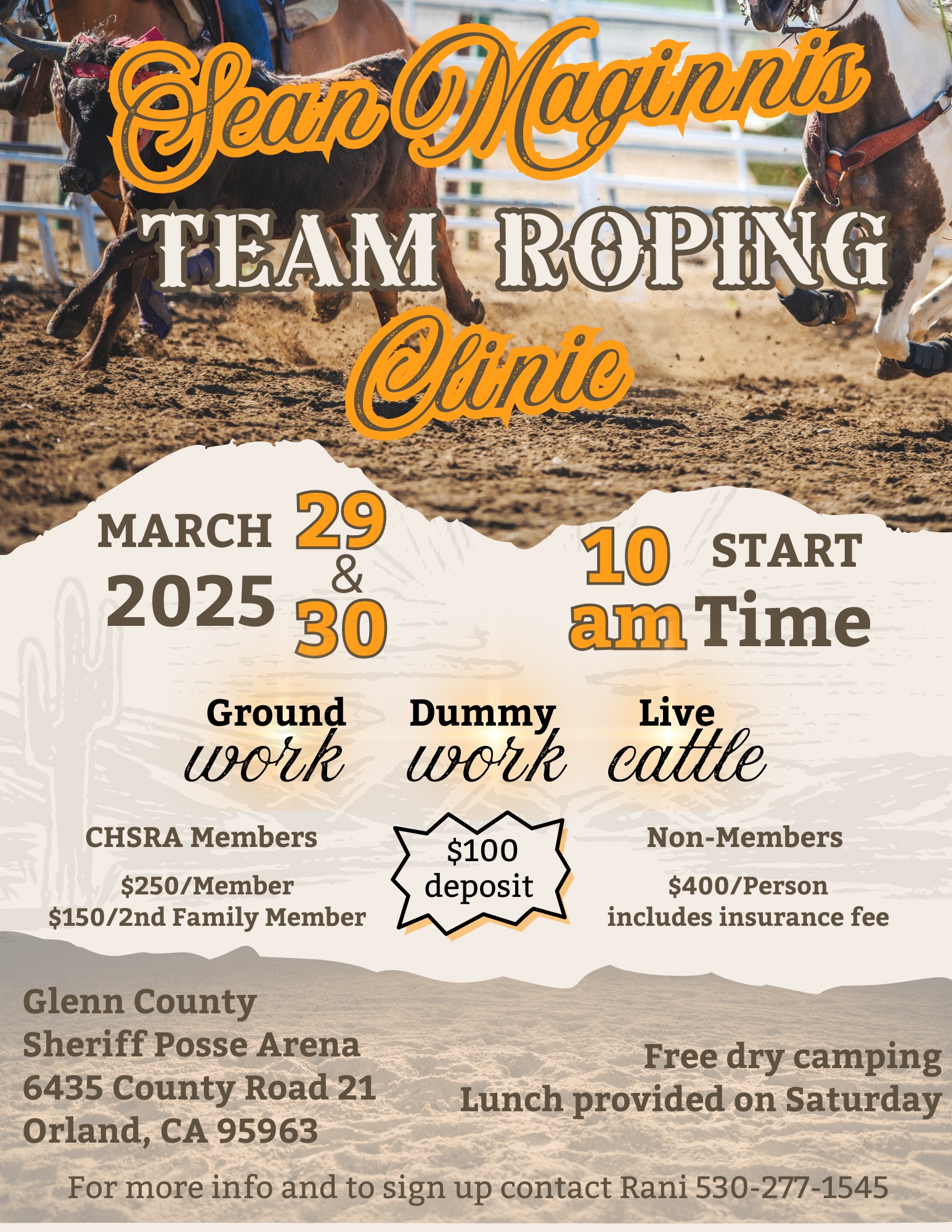 Sean Maginnis Team Roping Clinic flyer